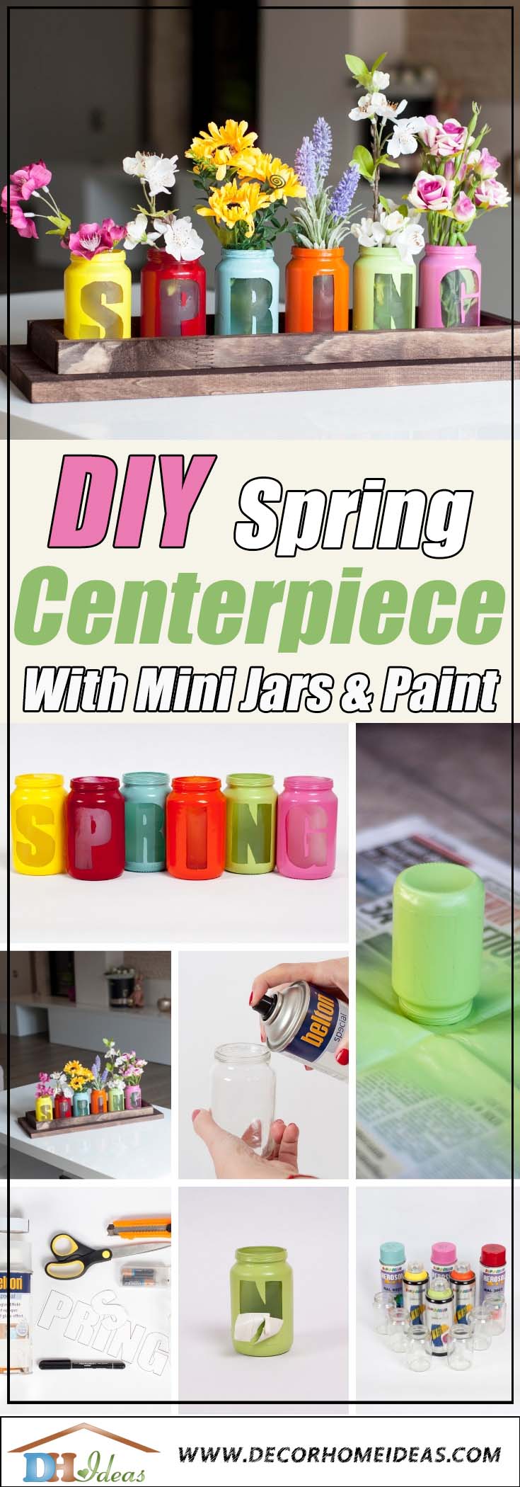 DIY Spring Centerpiece With Jars #diy #spring #centerpiece #decorhomeideas
