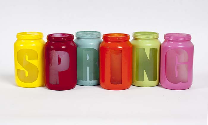 DIY Spring Centerpiece Painted Jars