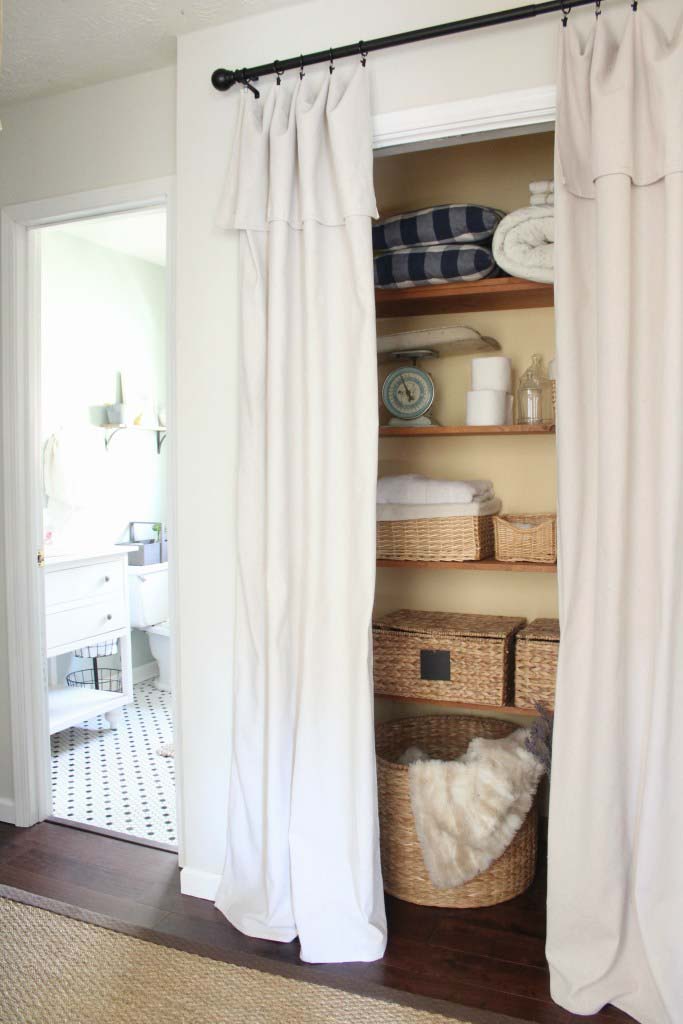 Drop Cloth Curtain Closet Door #closet #curtain #homedecor #decorhomeideas