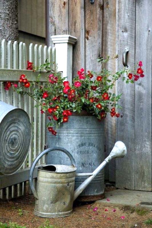 Galvanized Items As Vintage Garden Planters #garden #planters #vintage #decorhomeideas