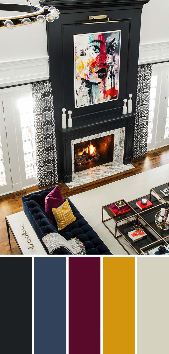 Living Room Dark Accent Color Scheme #paintcolor #livingroom #colorscheme #decorhomeideas