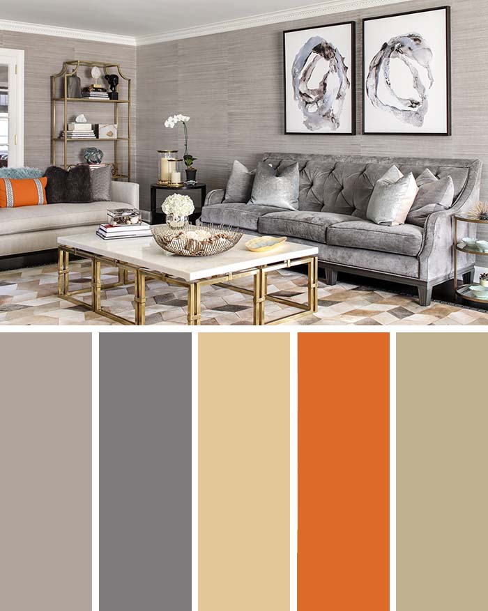 Living Room Golden Accent Color Scheme #paintcolor #livingroom #colorscheme #decorhomeideas