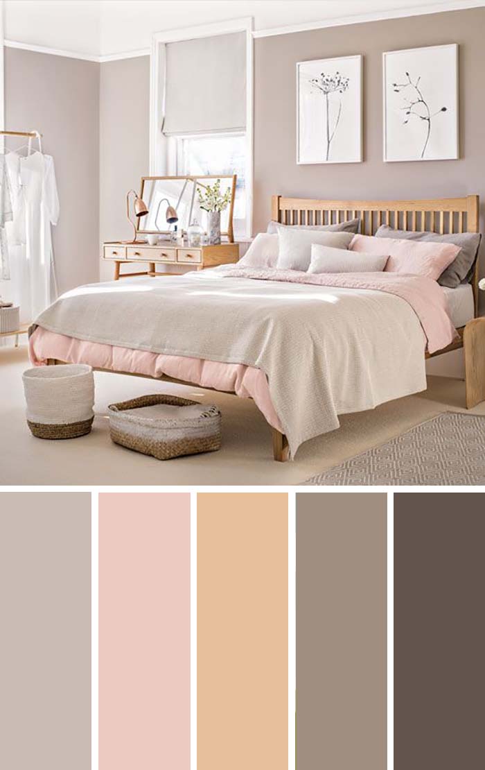 Pale Pink Taupe Bedroom Color Scheme SW Color Names Included #bedroom #color #scheme #decorhomeideas #colorchart