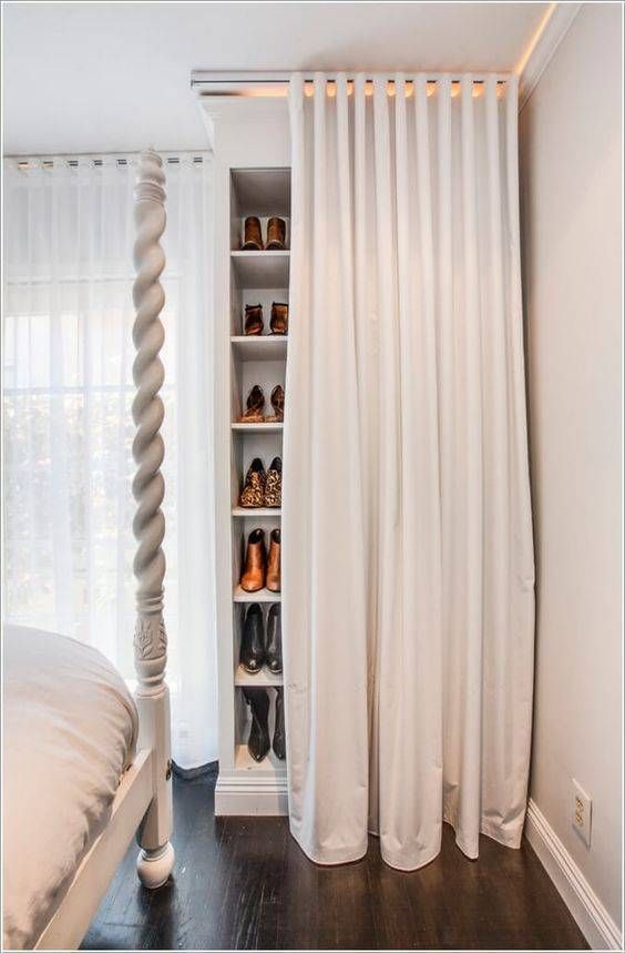 Shoe Closet Curtain Idea #closet #curtain #homedecor #decorhomeideas