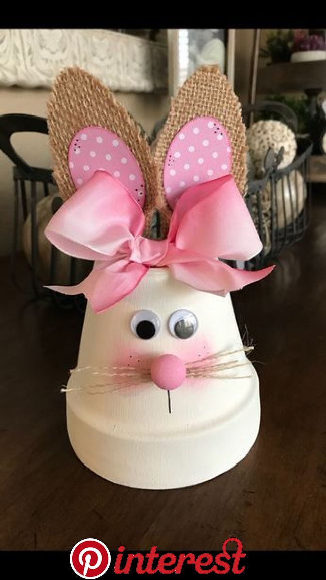 Easter Bunny Flower Pot #easter #crafts #diy #decorhomeideas