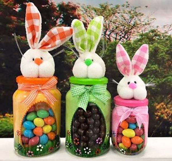 Easter Jars With Bunnies And Candies #easter #crafts #diy #decorhomeideas