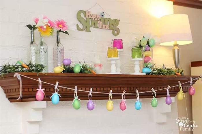 Easter Spring Mantel #easter #crafts #diy #decorhomeideas