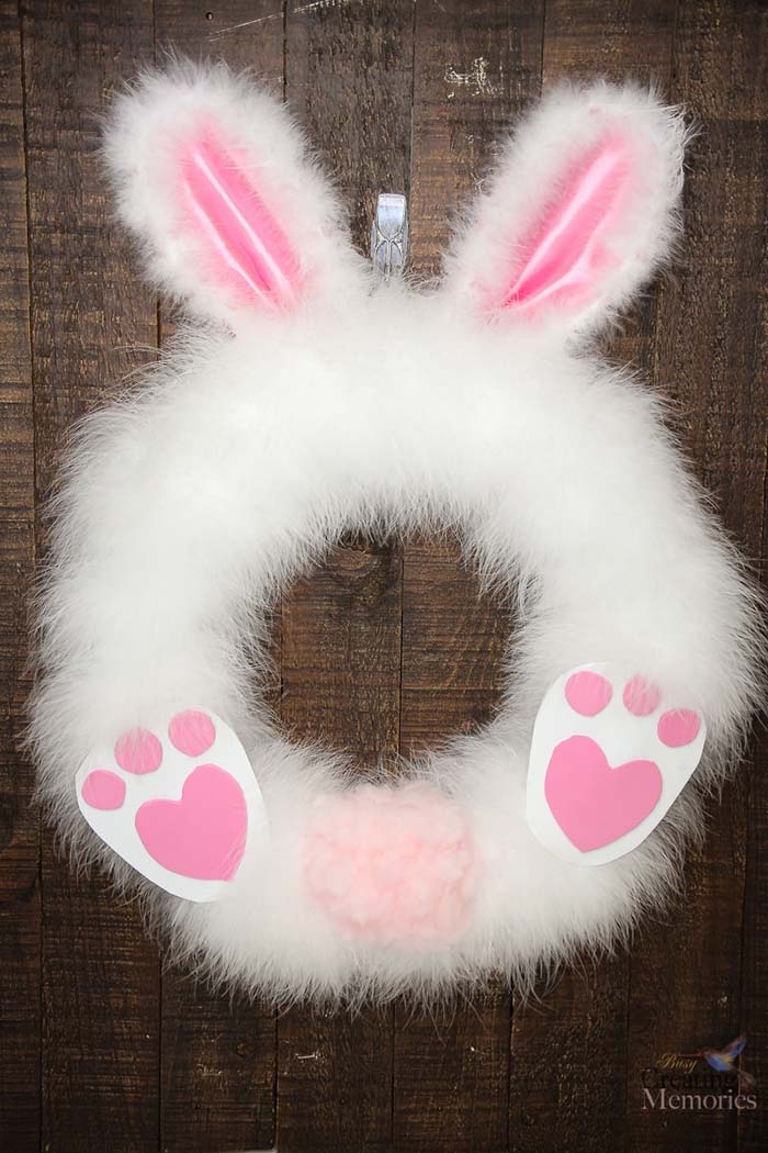 Fluffy Easter Bunny Wreath #easter #crafts #diy #decorhomeideas