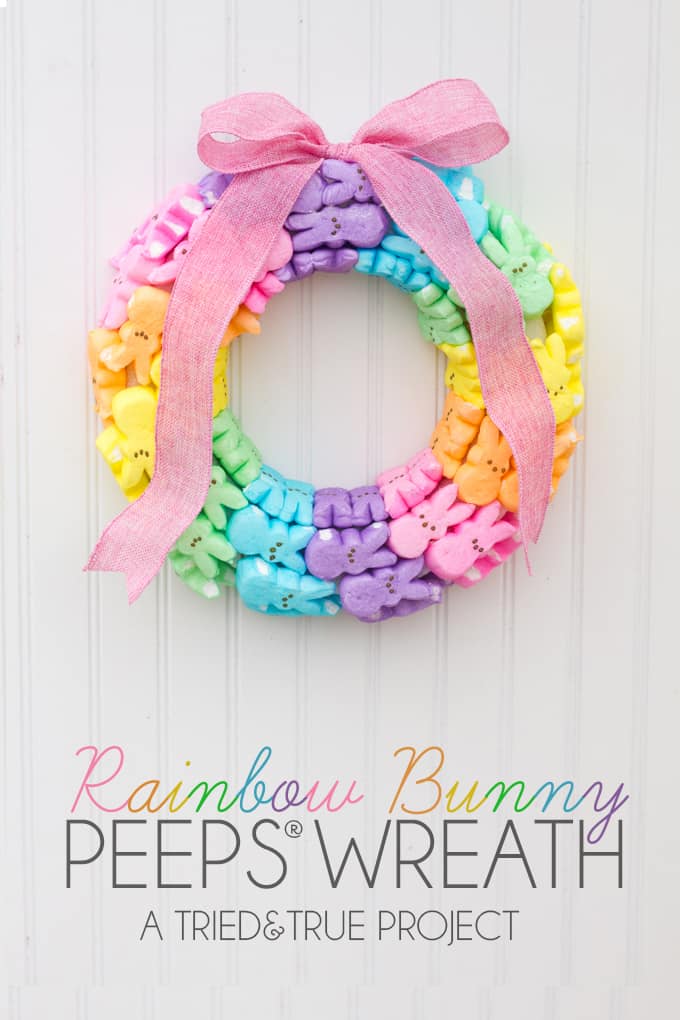 Rainbow Bunny Peeps Wreath #easter #decoration #spring #diy #decorhomeideas