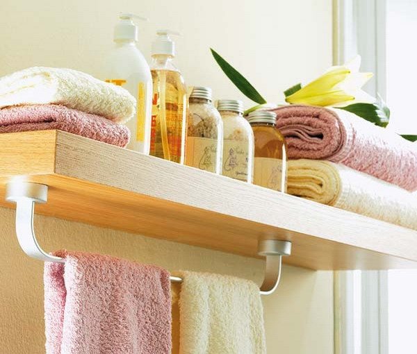 Bathroom Storage Shelf With Towel Hanger