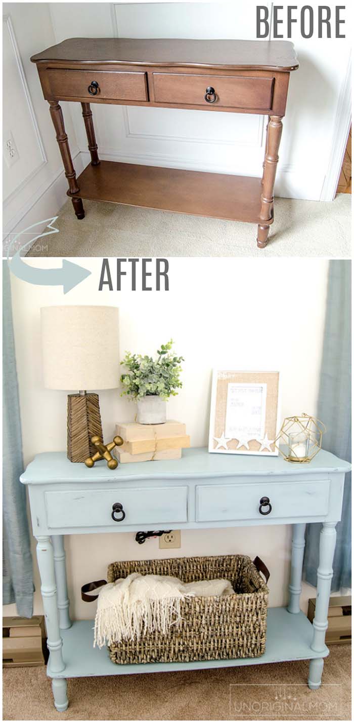 Blue Side Table Makeover #furniture #makeover #diy #decorhomeideas