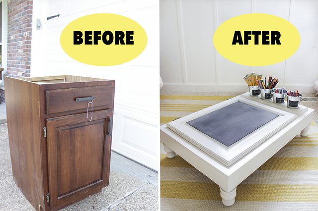 Build Kids Desk Out Of Old Cabinets #diy #furniture #makeover #repurpose #decorhomeideas