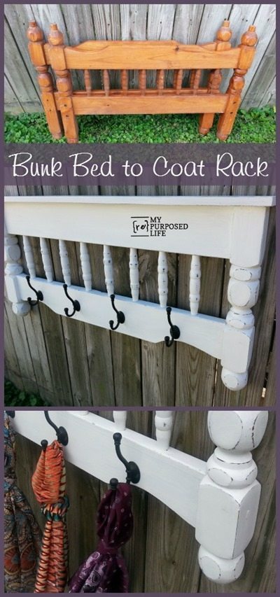 Bunk Bed To Coat Rack DIY Project #diy #furniture #makeover #repurpose #decorhomeideas