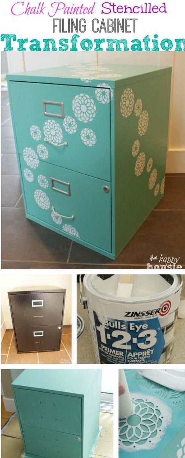 How To DIY chalk paint file cabinet #diy #furniture #makeover #repurpose #decorhomeideas