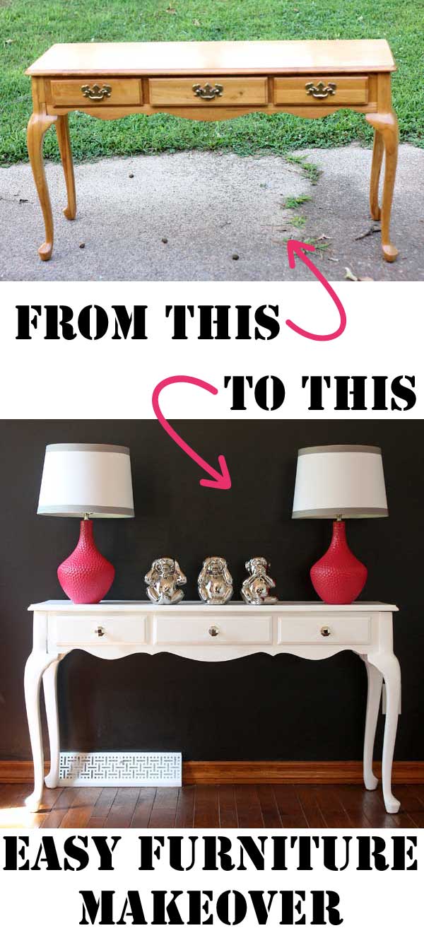 Chic Console Furniture Makeover #furniture #makeover #decorhomeideas