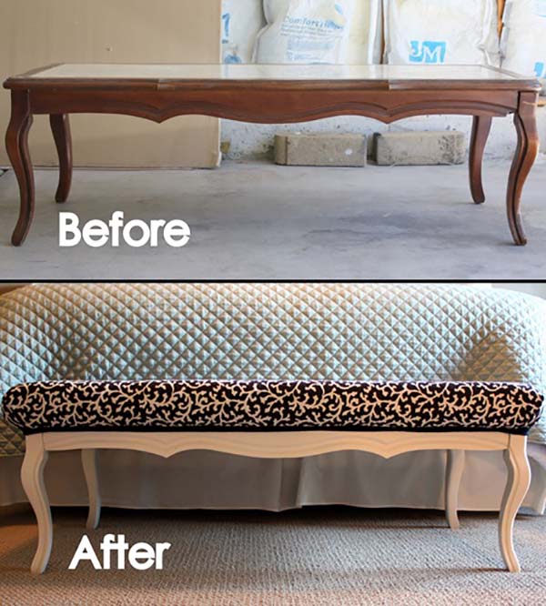 Coffee Table To Bench Makeover #furniture #makeover #decorhomeideas