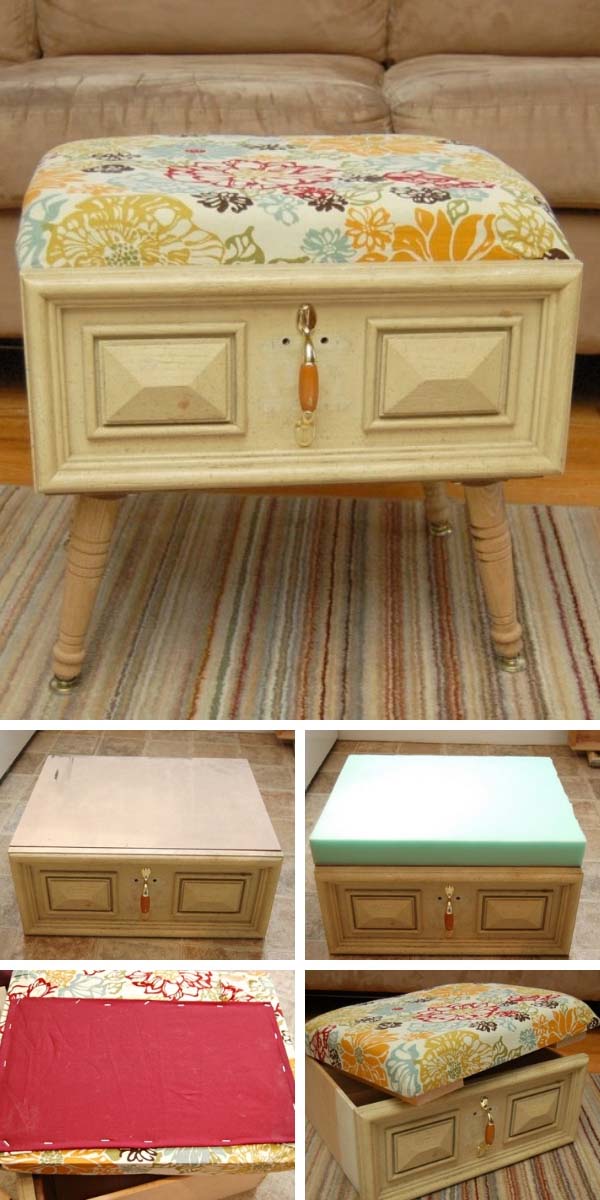 DIY Drawer Ottoman Tutorial #diy #furniture #makeover #repurpose #decorhomeideas