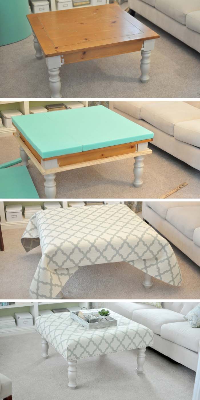 DIY Upholstered Coffee Table #diy #furniture #makeover #repurpose #decorhomeideas