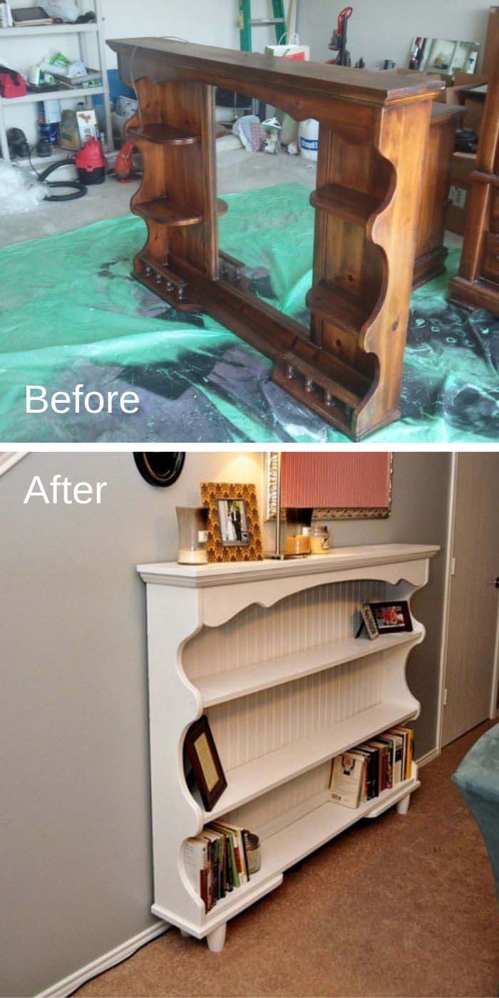 Dresser Hutch Turned To Sofa Table #furniture #makeover #decorhomeideas