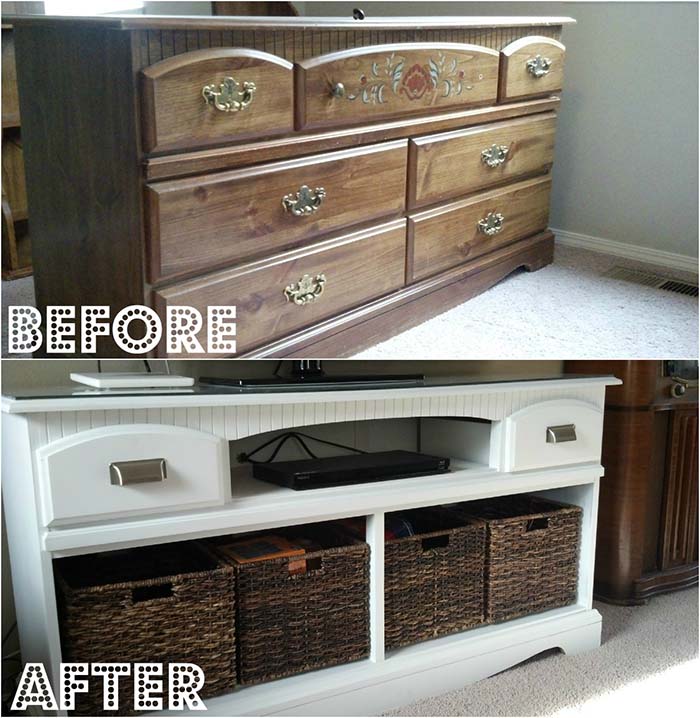 Dresser To TV Stand Makeover #furniture #makeover #decorhomeideas