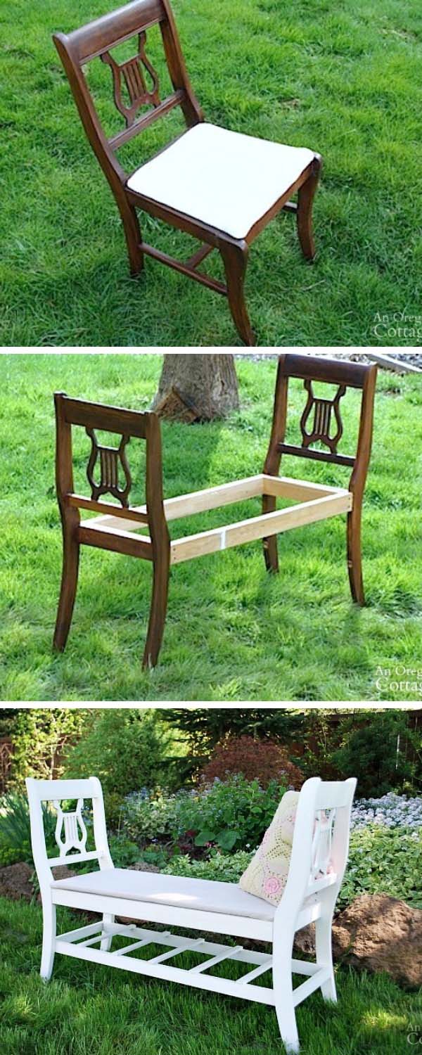 DIY French Style Bench #diy #furniture #makeover #repurpose #decorhomeideas