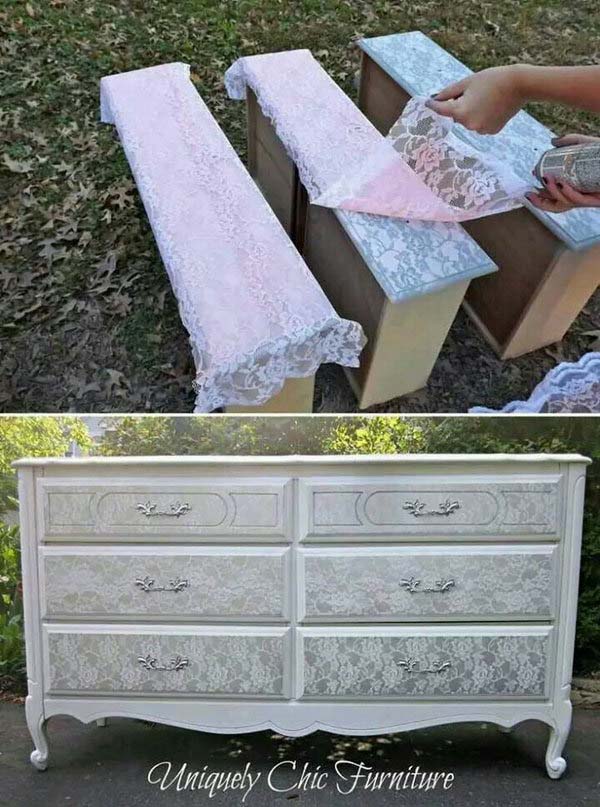 Lace Shabby Chic Dresser Makeover #furniture #makeover #diy #decorhomeideas