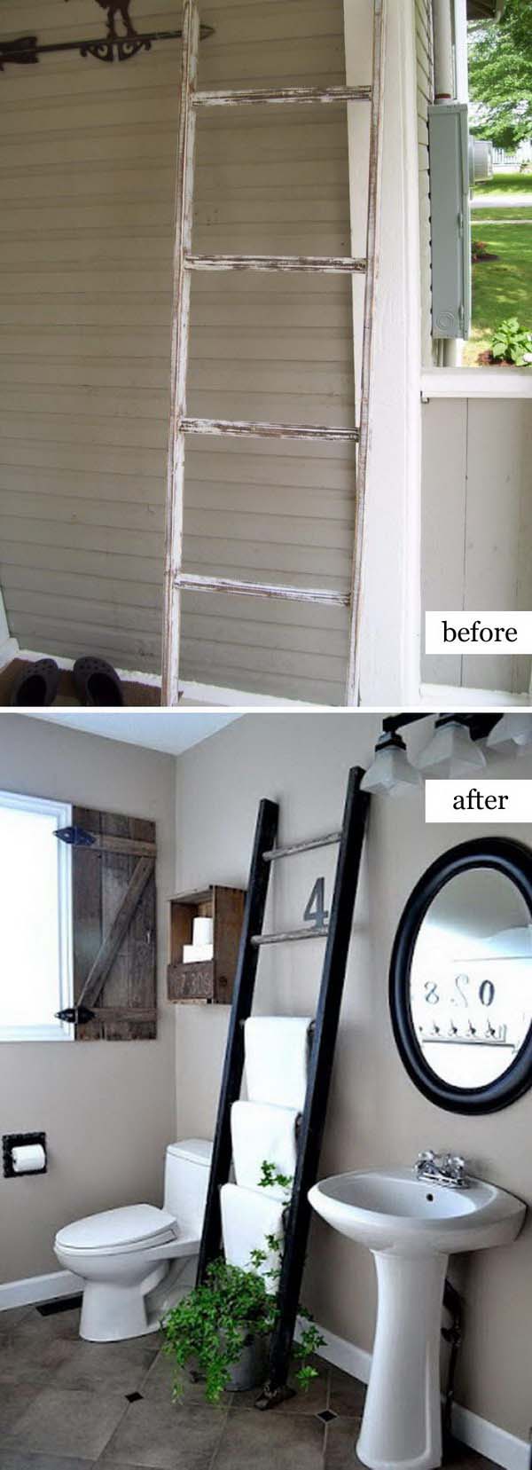 Ladder Towel Rack #furniture #makeover #diy #decorhomeideas