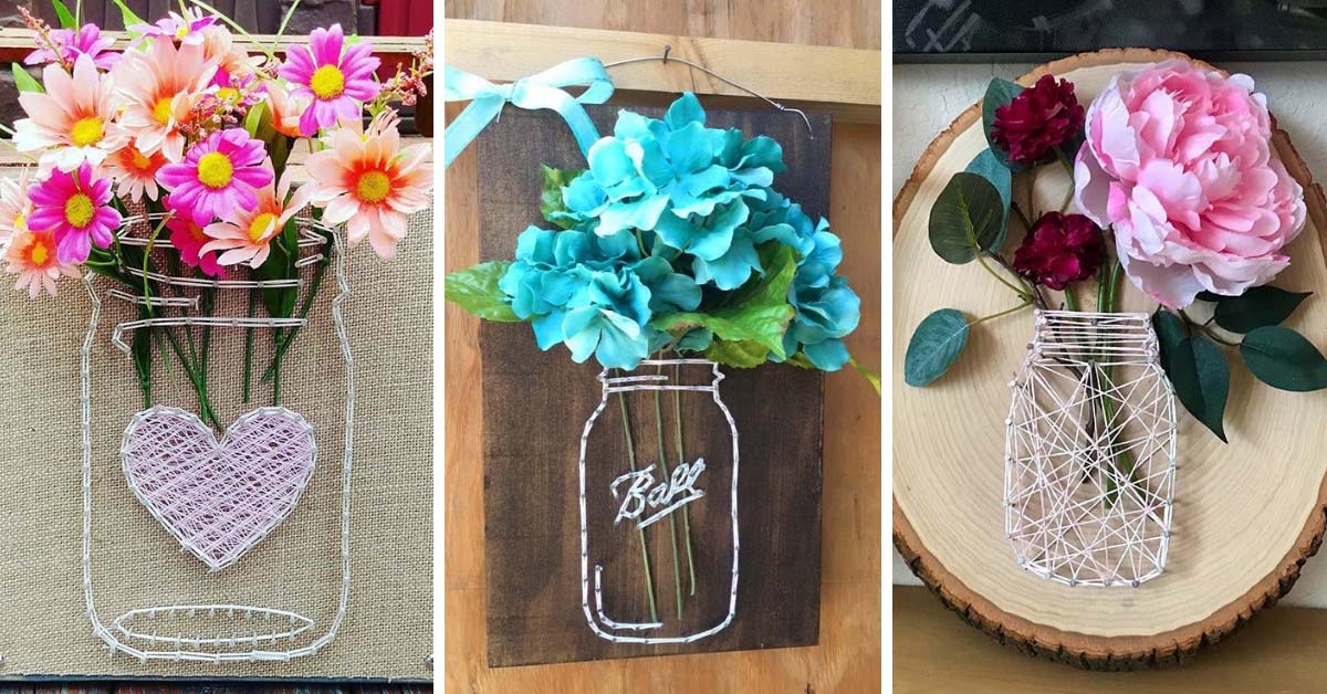 Mason Jar String Art Ideas With Step By Step Instructions