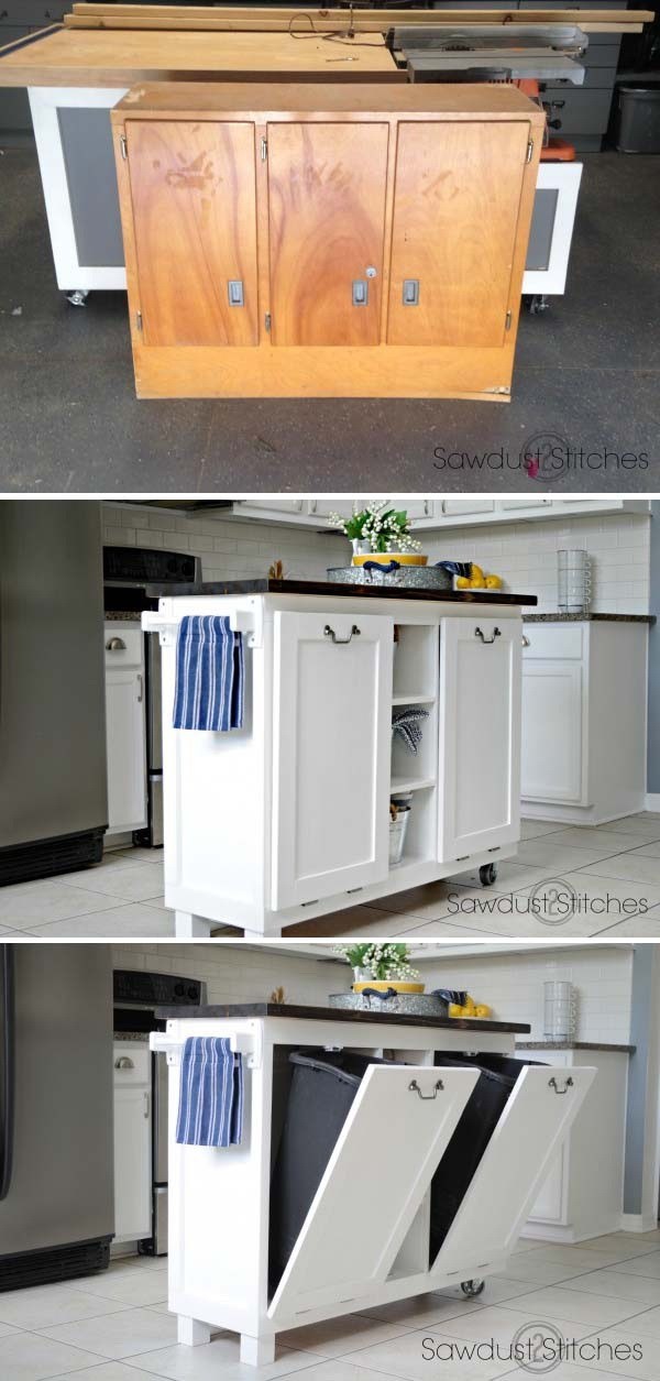 Old Cabinet To Kitchen Island #furniture #makeover #decorhomeideas