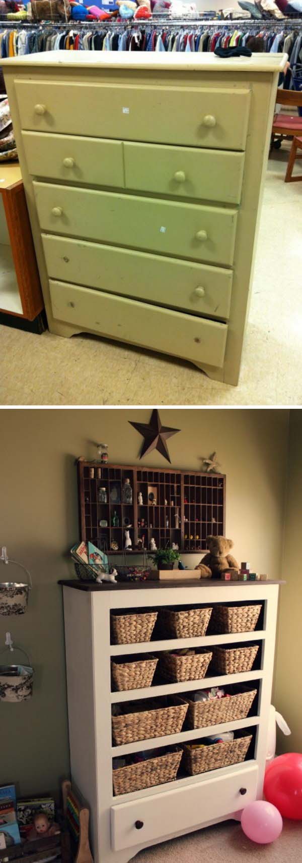 DIY Old Dresser Into Storage #diy #furniture #makeover #repurpose #decorhomeideas