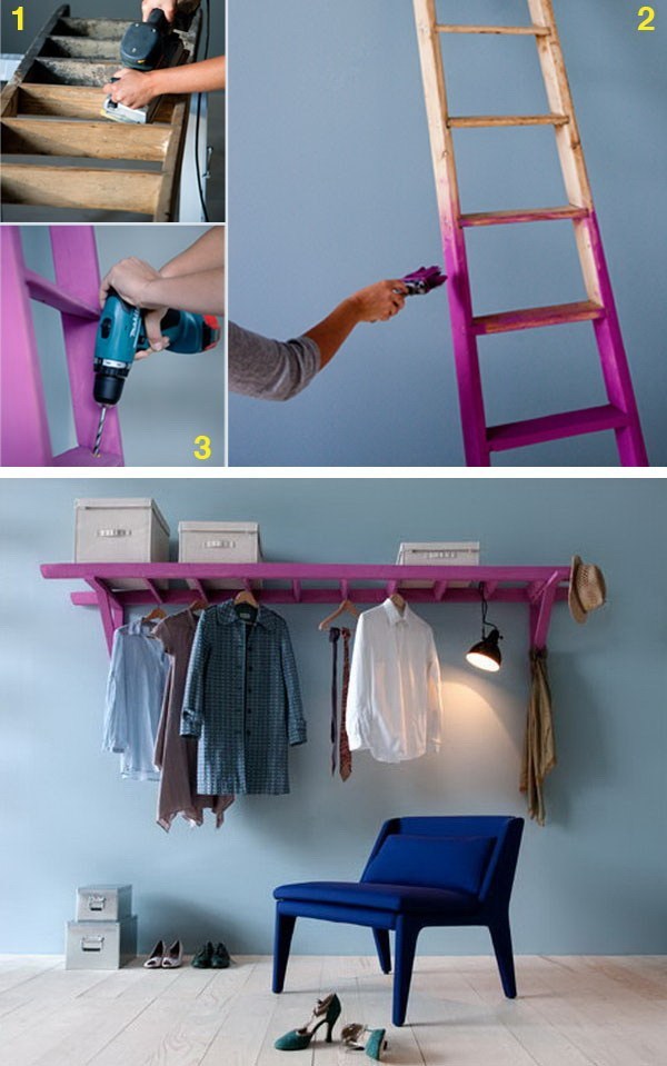 Old Ladder To Clothes Rack-Makeover #furnıture #makeover #decorhomeideas