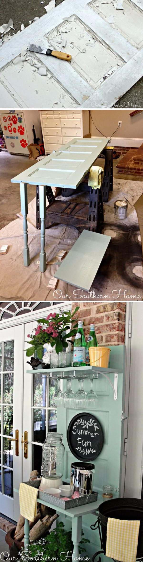 Old Thrift Door To Beverage Station #furniture #makeover #diy #decorhomeideas