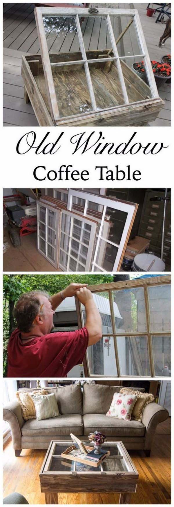 How to make coffee table from old window #diy #furniture #makeover #repurpose #decorhomeideas