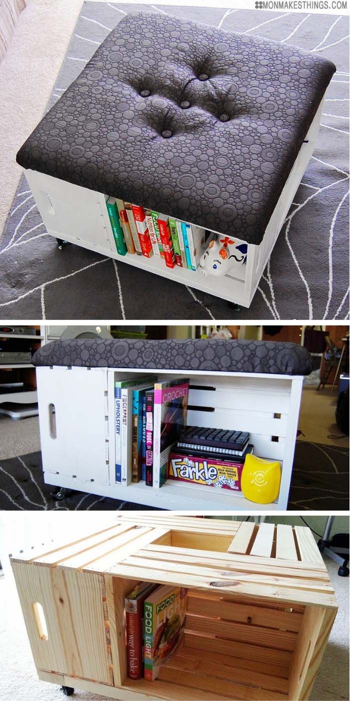 DIY Storage Ottoman #diy #furniture #makeover #repurpose #decorhomeideas