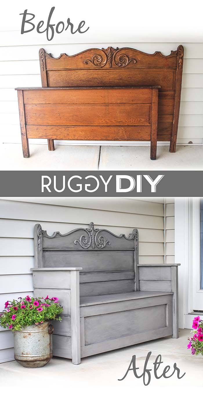 Repurposed Headboard Bench #furniture #makeover #decorhomeideas