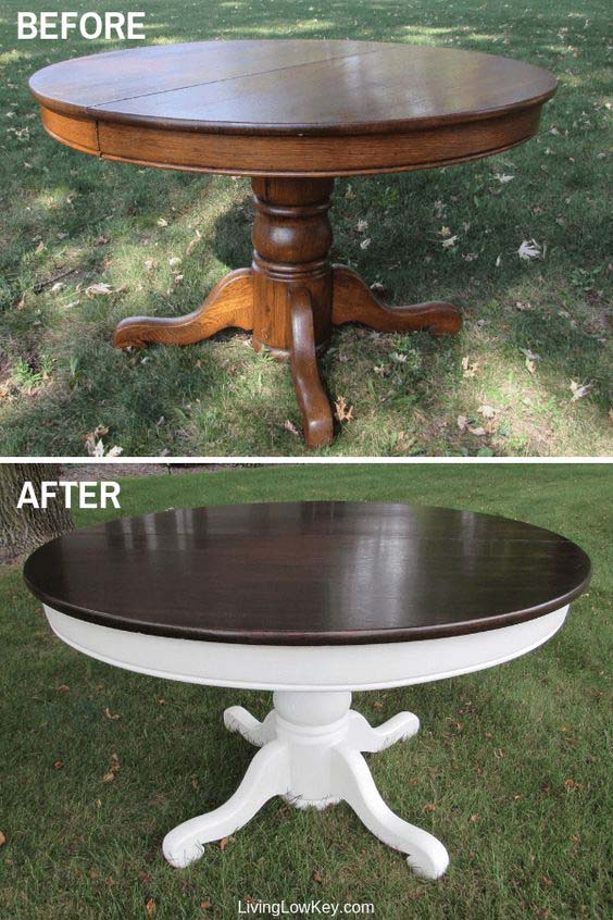 Round Farmhouse Table Makeover #furniture #makeover #diy #decorhomeideas