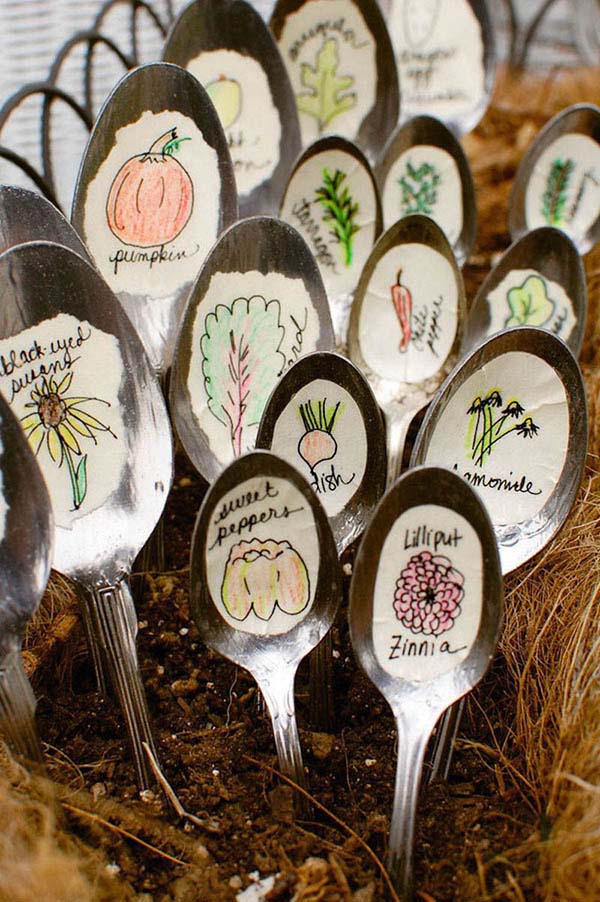 Create Garden Markers From Old Spoons #repurpose #reuse #kitchen #utensil #decorhomeideas