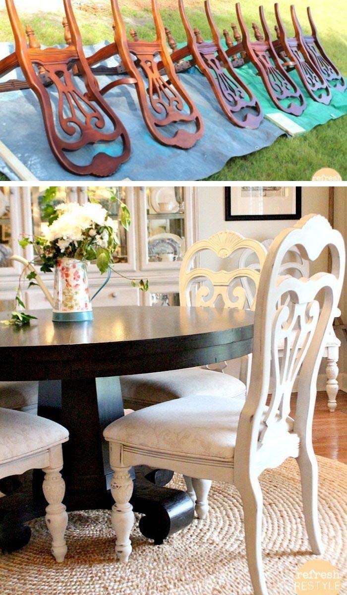 Spray Paint Chairs #furniture #makeover #diy #decorhomeideas