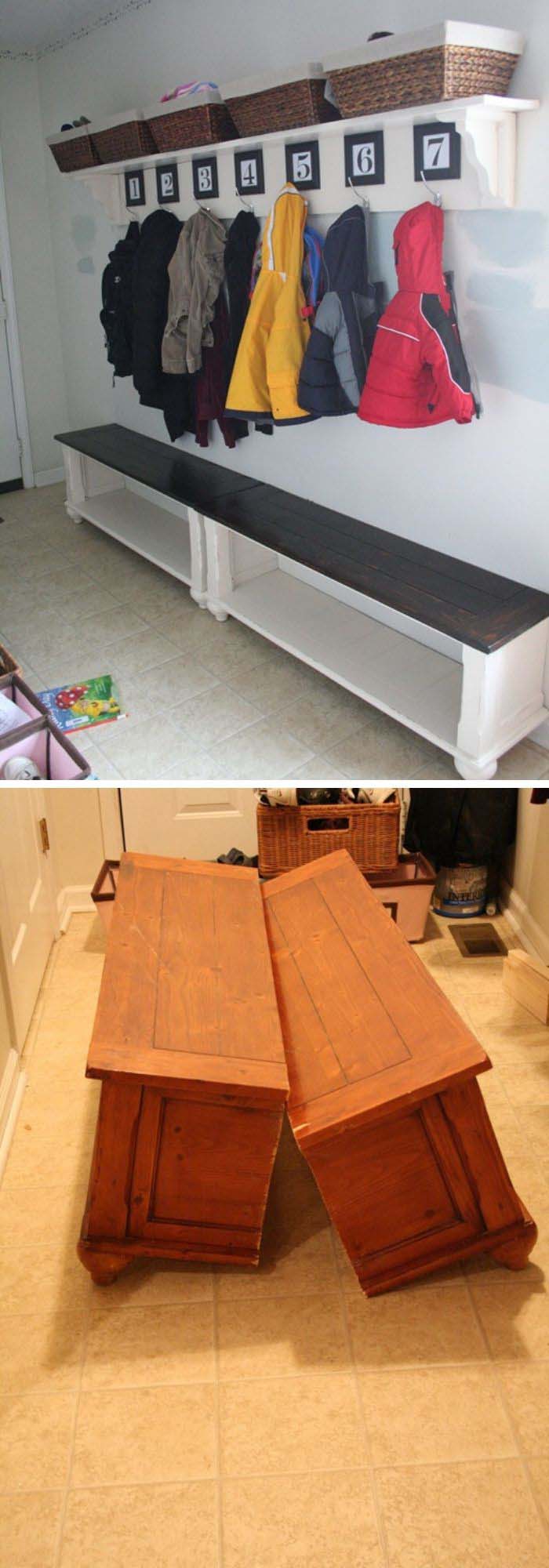 Table To Entryway Benches #furniture #makeover #decorhomeideas