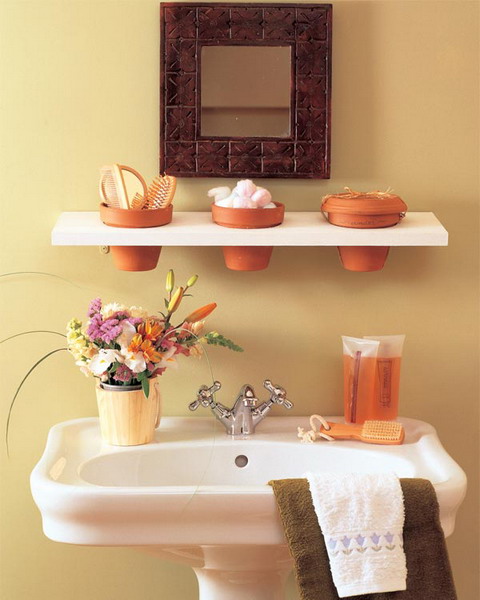 Terracotta Pots Bathroom Storage Ideas