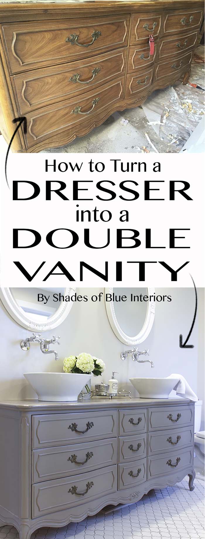 Turn Dresser To Double Vanity #furniture #makeover #diy #decorhomeideas