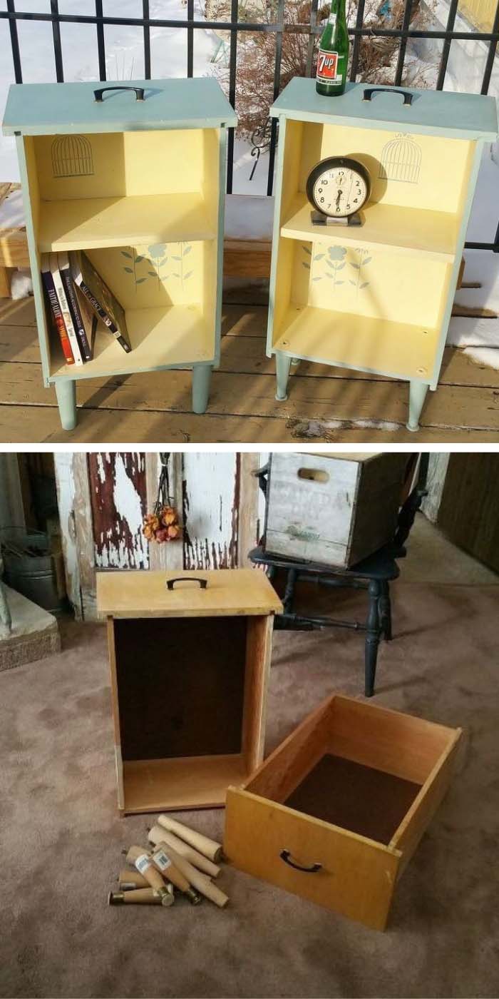 DIY Side Tables From Old Drawers #diy #furniture #makeover #repurpose #decorhomeideas