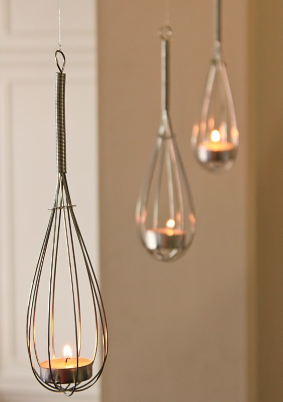 Use Old Whisks To Create Candle Holders #repurpose #reuse #kitchen #utensil #decorhomeideas