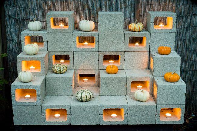 Bloque de cemento Decoración de otoño # bloque de cemento # jardín # decorhomeideas