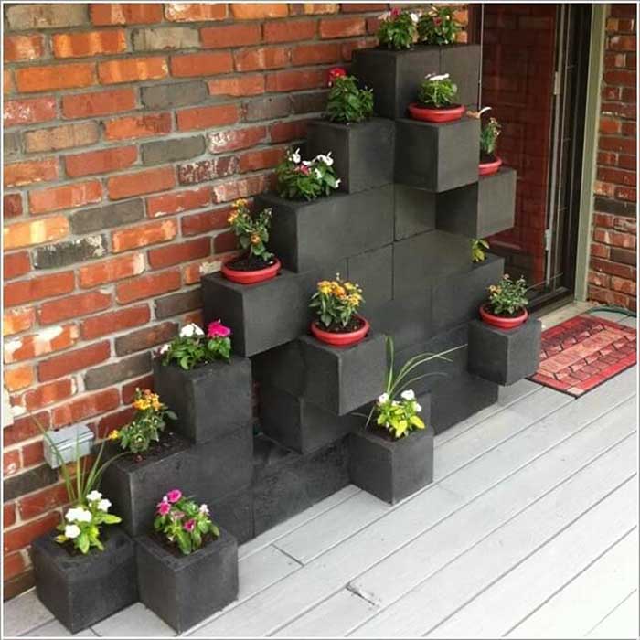 Bloc de zgură grădină verticală # cinderblock # grădină # decorhomeideas