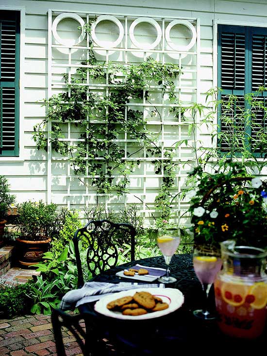 Creative White Frame Wall Trellis #garden #trellis #decorhomeideas