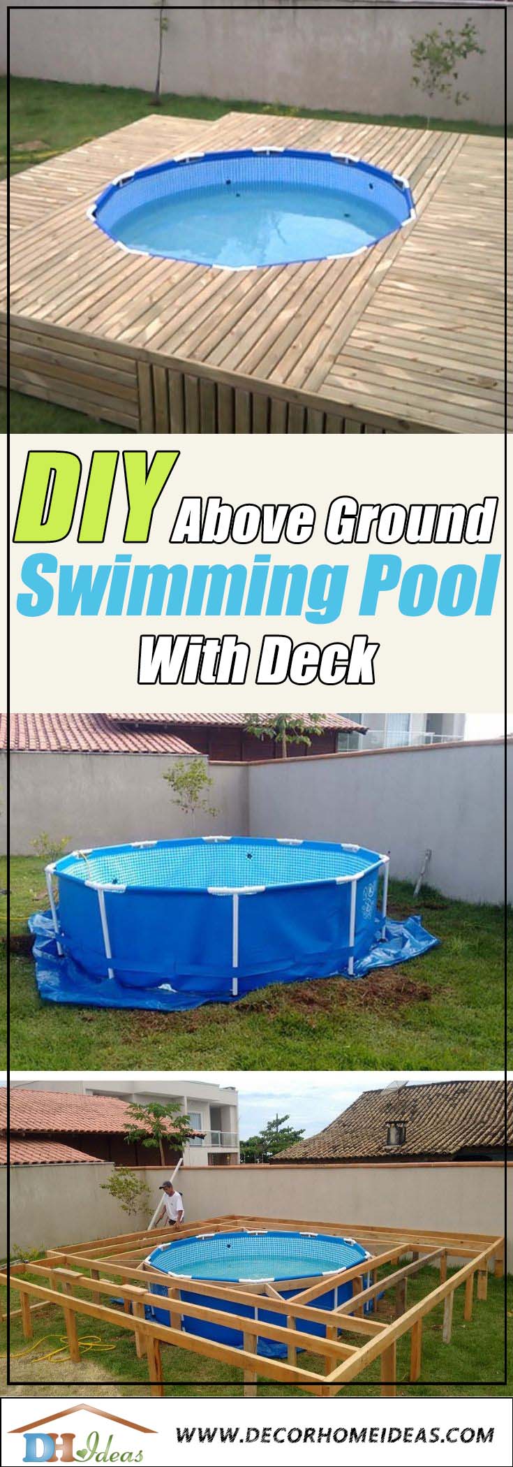 DIY Above Ground Swimming Pool With Deck #pool #diy #deck #decorhomeideas