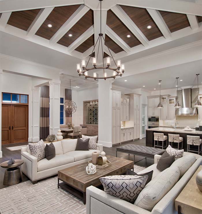 Vaulted Ceiling Living Room Circular Chandelier #ceiling #livingroom #vaulted #decorhomeideas