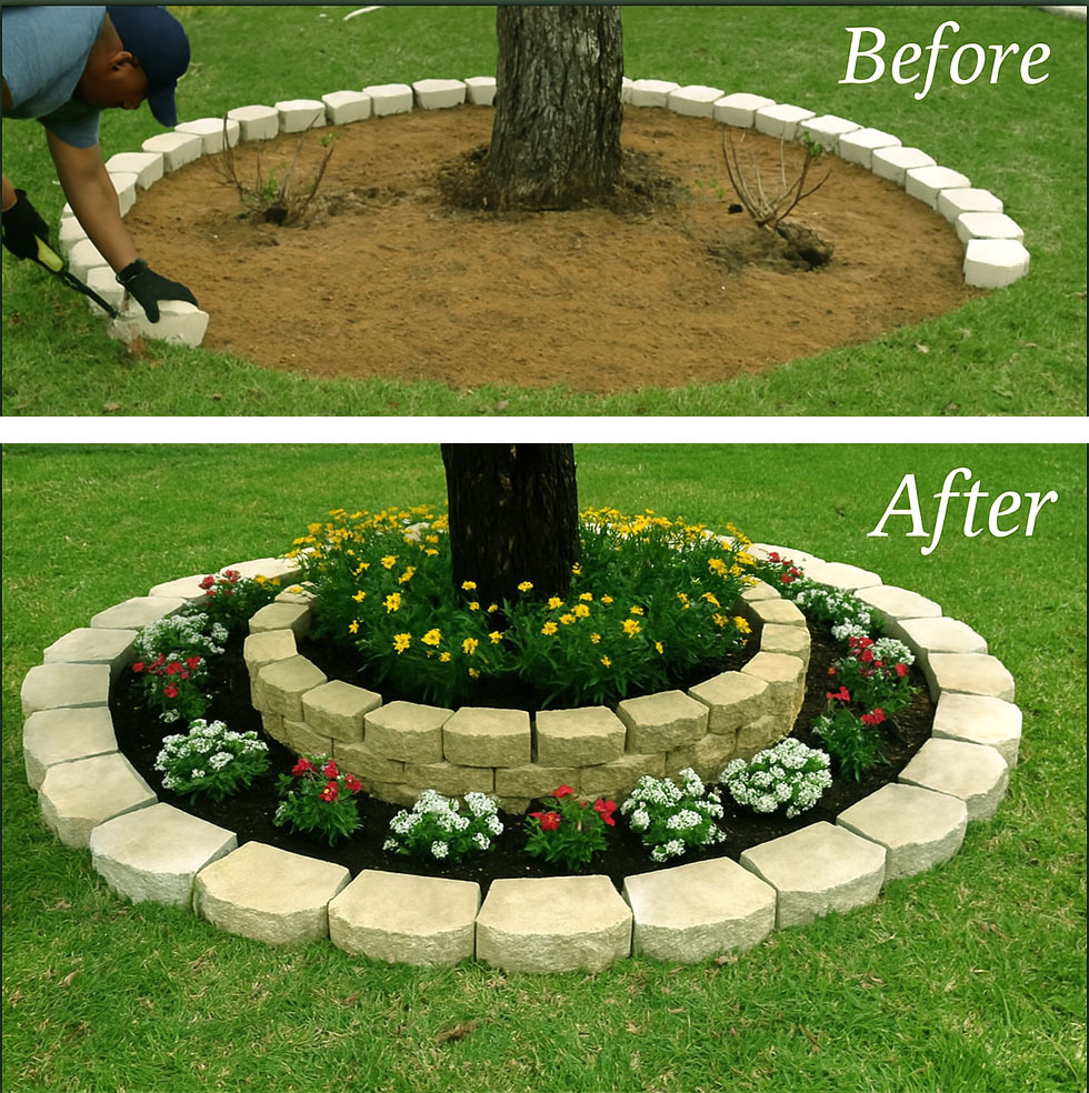 around tree flower bed diy