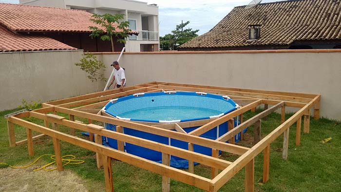 DIY above ground pool with deck